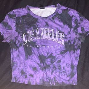 Purple and black tie dye Cropped Los Angeles Tee